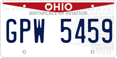 OH license plate GPW5459