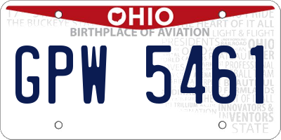 OH license plate GPW5461