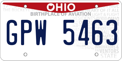 OH license plate GPW5463