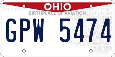 OH license plate GPW5474
