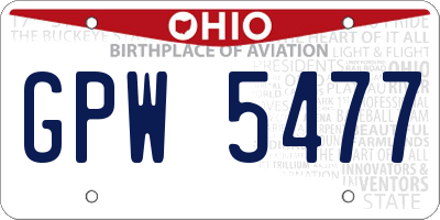 OH license plate GPW5477