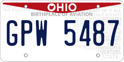 OH license plate GPW5487