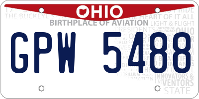 OH license plate GPW5488