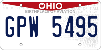 OH license plate GPW5495