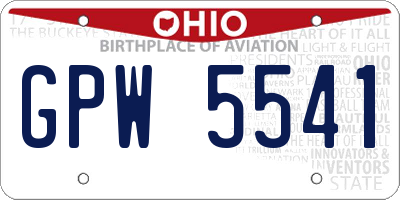 OH license plate GPW5541
