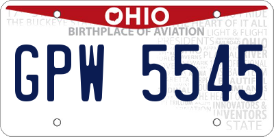 OH license plate GPW5545