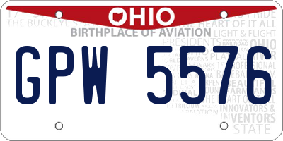 OH license plate GPW5576