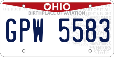 OH license plate GPW5583