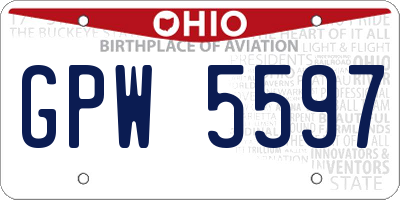 OH license plate GPW5597