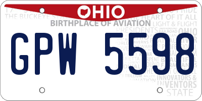 OH license plate GPW5598
