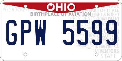 OH license plate GPW5599