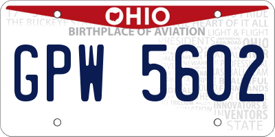 OH license plate GPW5602