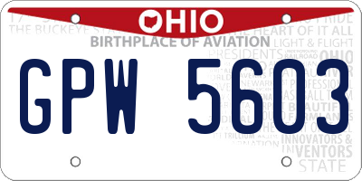 OH license plate GPW5603