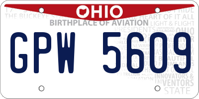 OH license plate GPW5609