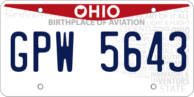 OH license plate GPW5643