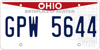 OH license plate GPW5644
