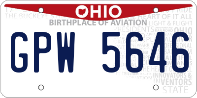 OH license plate GPW5646