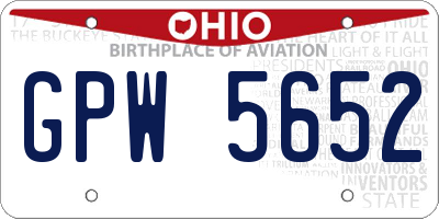 OH license plate GPW5652