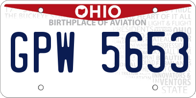 OH license plate GPW5653