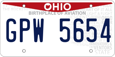 OH license plate GPW5654