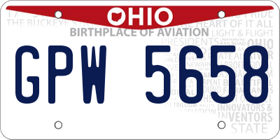 OH license plate GPW5658