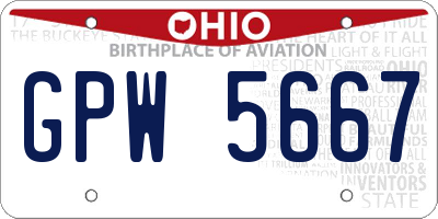 OH license plate GPW5667