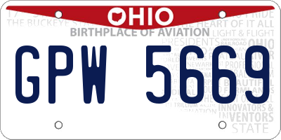 OH license plate GPW5669
