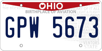 OH license plate GPW5673