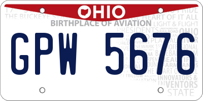 OH license plate GPW5676