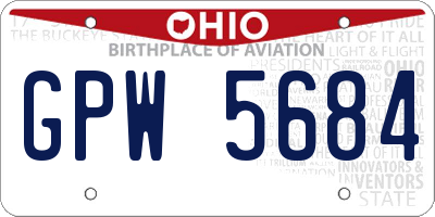 OH license plate GPW5684