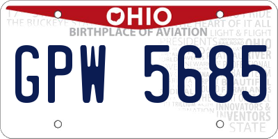 OH license plate GPW5685