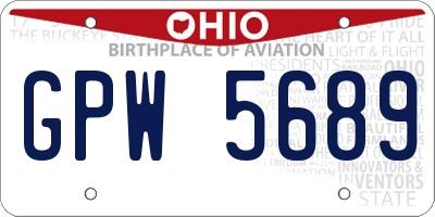 OH license plate GPW5689