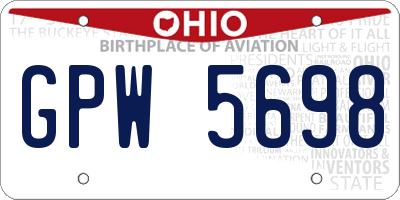 OH license plate GPW5698