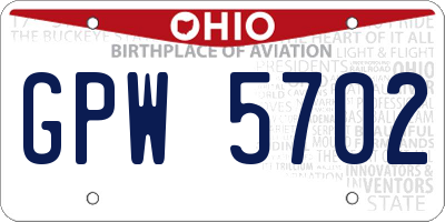 OH license plate GPW5702