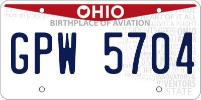 OH license plate GPW5704