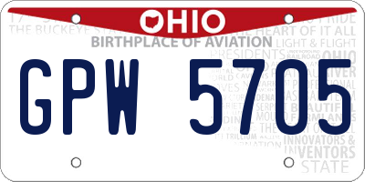 OH license plate GPW5705