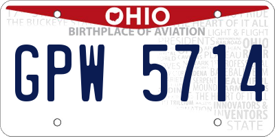 OH license plate GPW5714