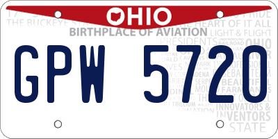 OH license plate GPW5720