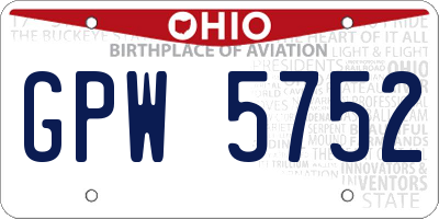 OH license plate GPW5752