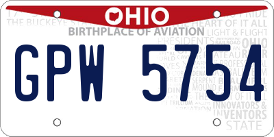 OH license plate GPW5754