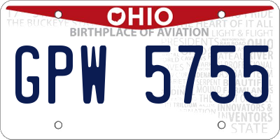 OH license plate GPW5755