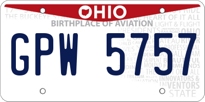 OH license plate GPW5757