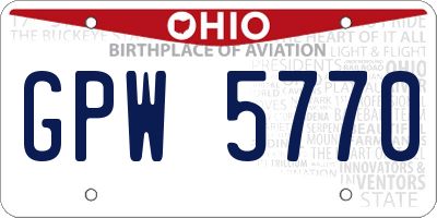 OH license plate GPW5770