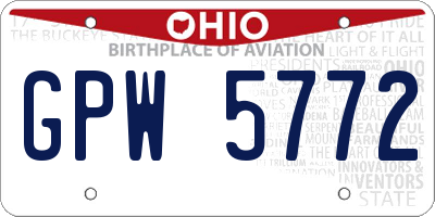 OH license plate GPW5772