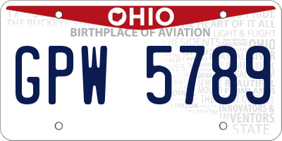 OH license plate GPW5789
