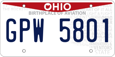 OH license plate GPW5801