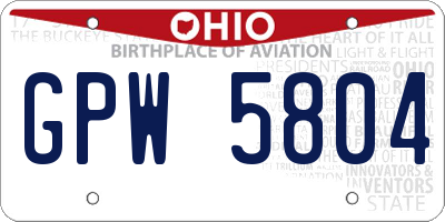 OH license plate GPW5804