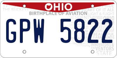 OH license plate GPW5822