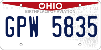 OH license plate GPW5835
