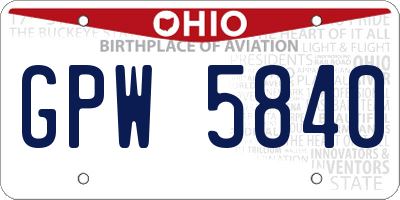 OH license plate GPW5840